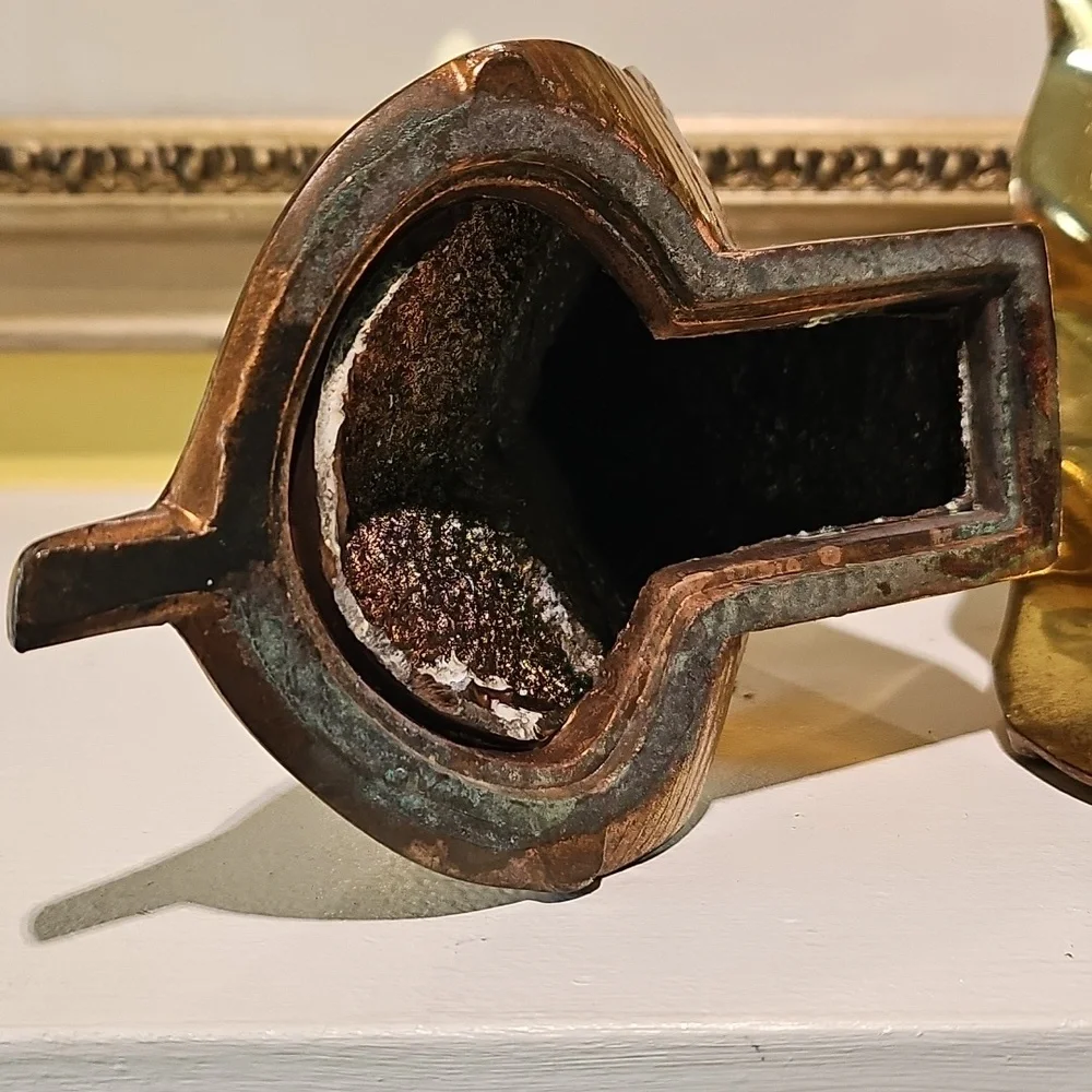Brass Overlay Scrolled Feathers Bookends 2 - Picture 4 of 8